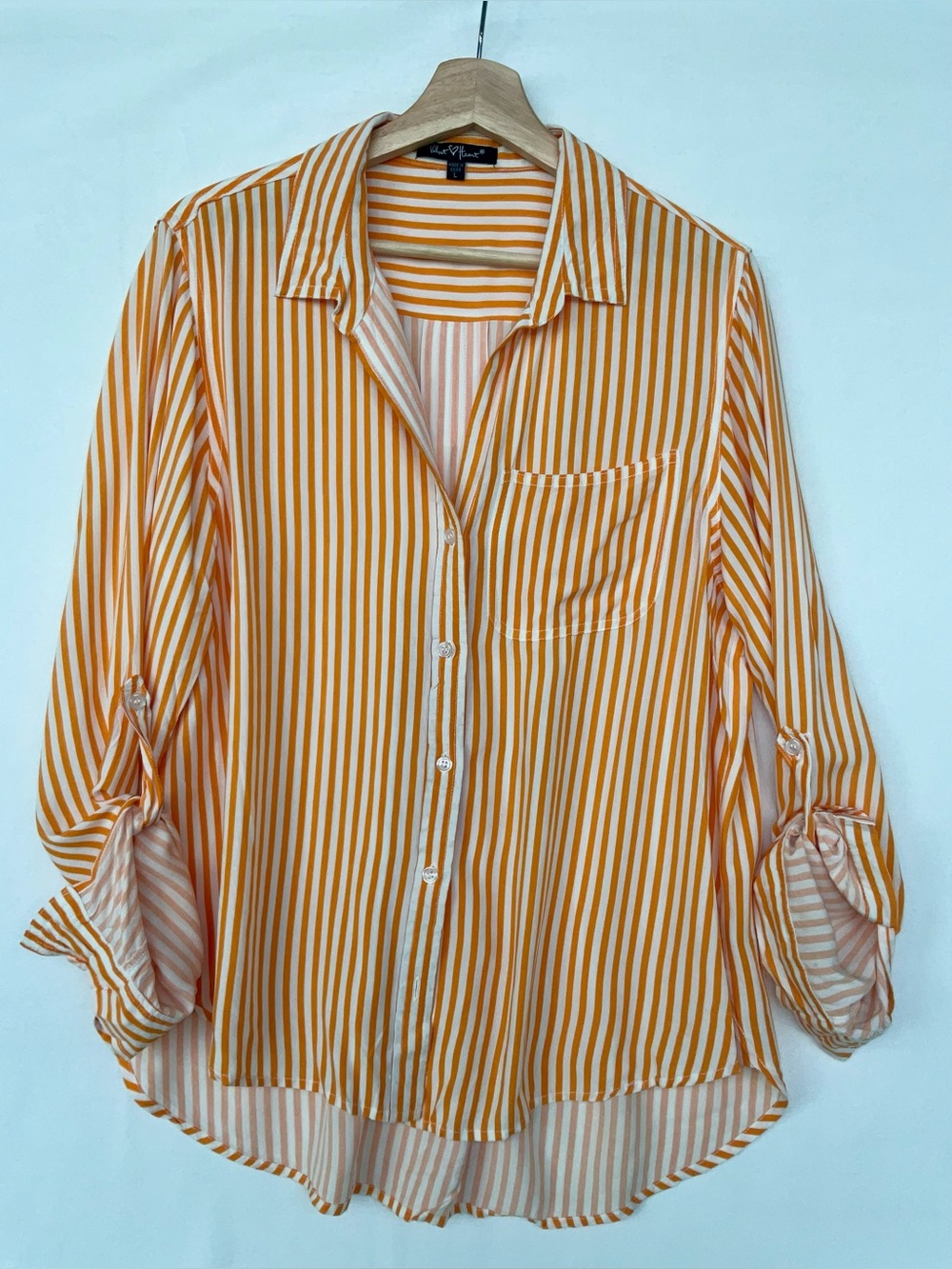 Velvet Heart Orange and White Striped Button-Down Shirt